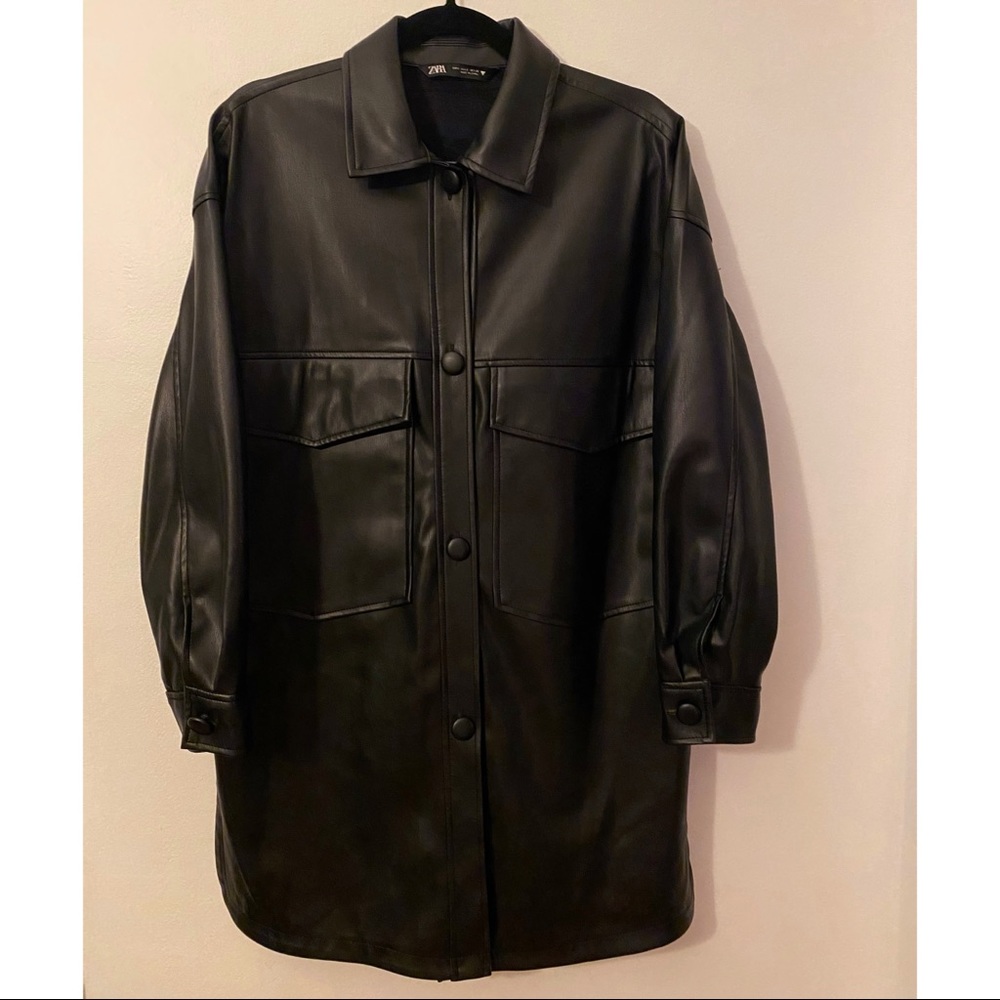 Faux Leather Shacket